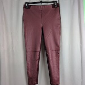 Betabrand Jett Skinny Pants in Burgundy Faux Leather Large